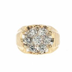 Men’s 10k Yellow Gold Diamond Cluster Signet Ring 1.67 CTW Size 10.5 GP3129701