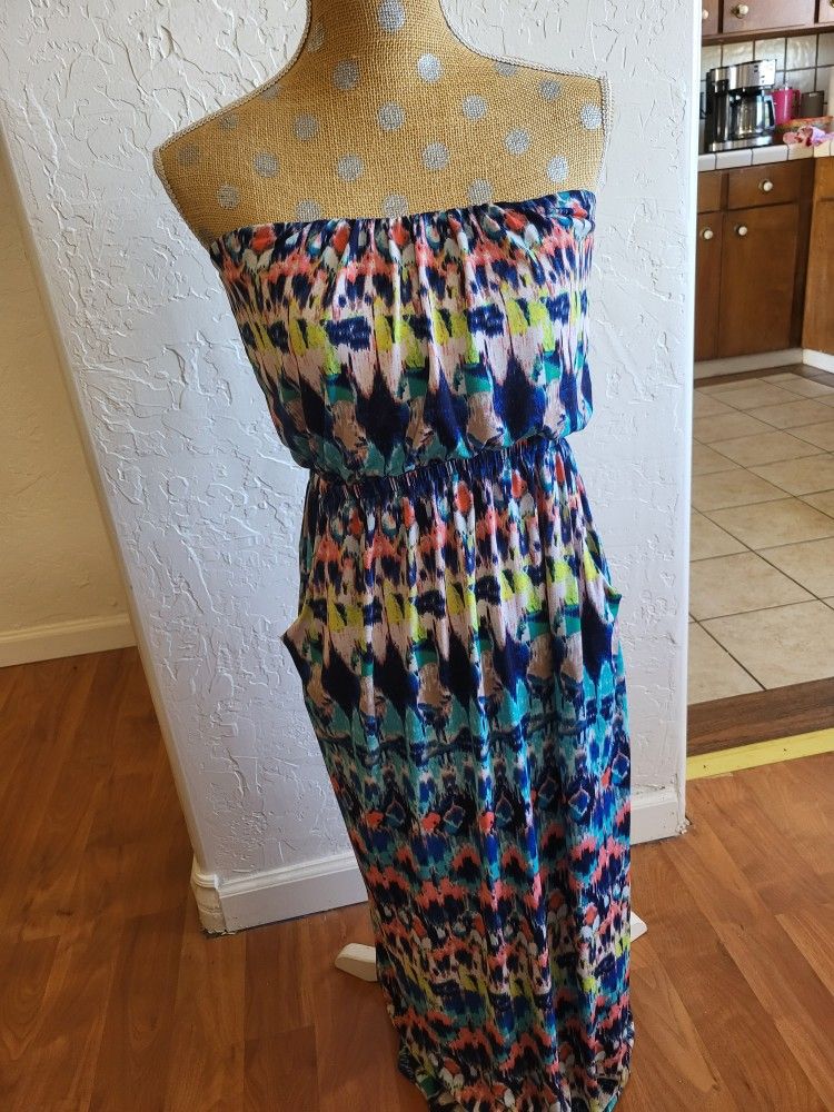 Trixxi Multicolored Strapless Sundress S