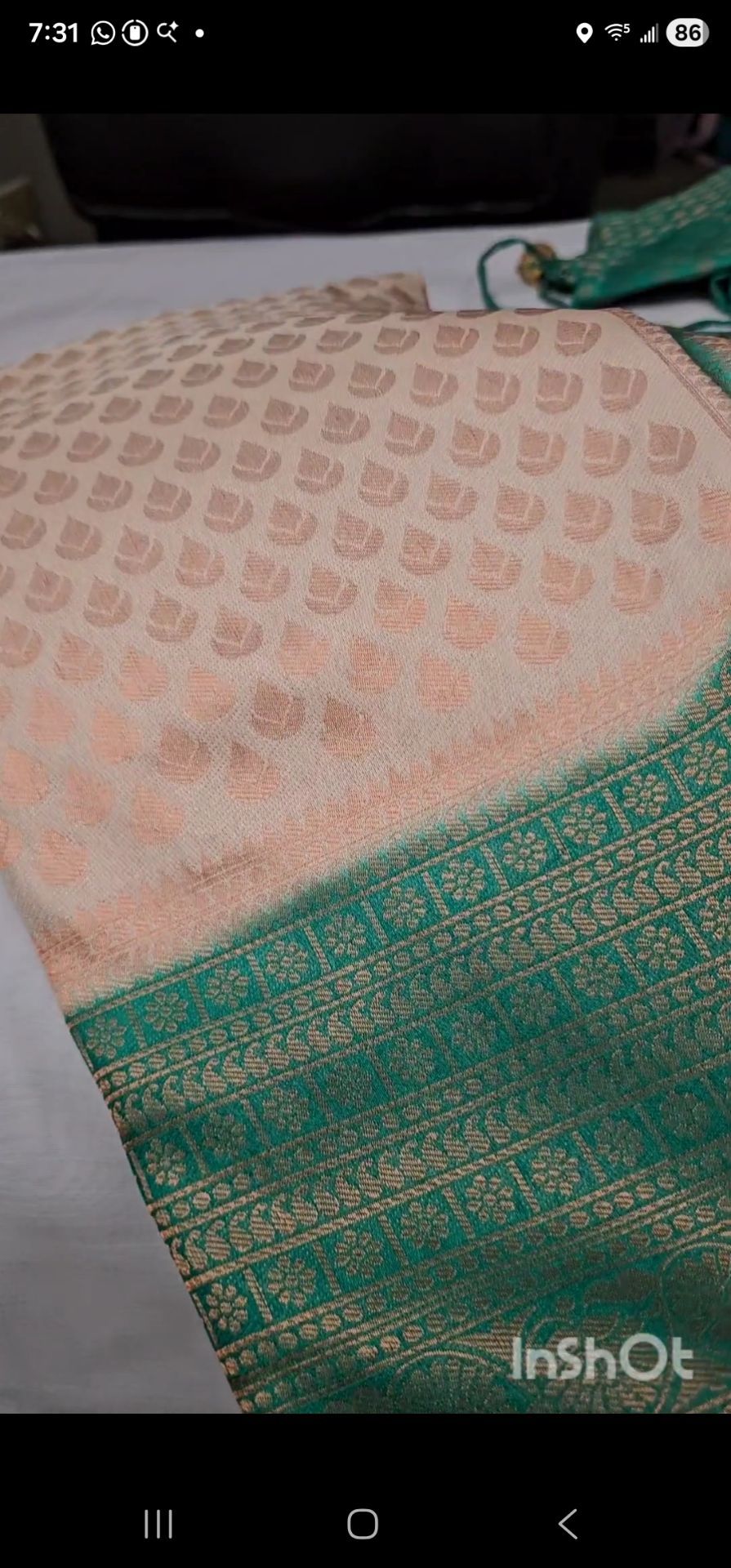 Soft silk saree with stitched blouse, falls and pico done
