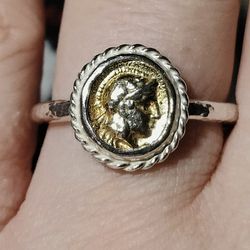 Sterling Silver Greek Coin Ring 
