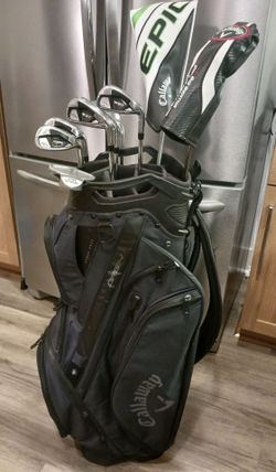 Golf Clubs Right-Handed Stiff-Flex Callaway Set with Odyssey Two-Ball Putter and Callaway Bag EXCELLENT CONDITION
