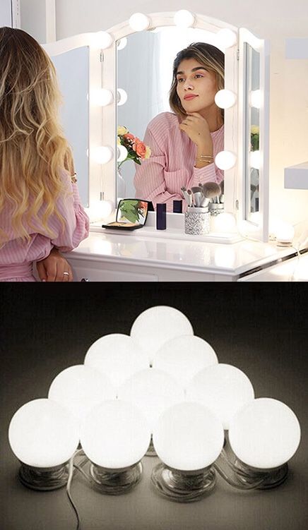 (New in box) $20 DIY Vanity Mirror Kit 10pcs Dimmable LED Light Bulb Makeup Dressing Table (USB Connection)