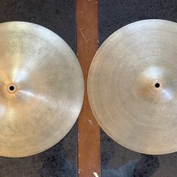 Rare Vintage 1970’s 15” Hollow Label New Beat Hi Hat Cymbals