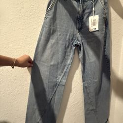 ANINE BING Briley High Rise Wide Jeans in Capri Blue