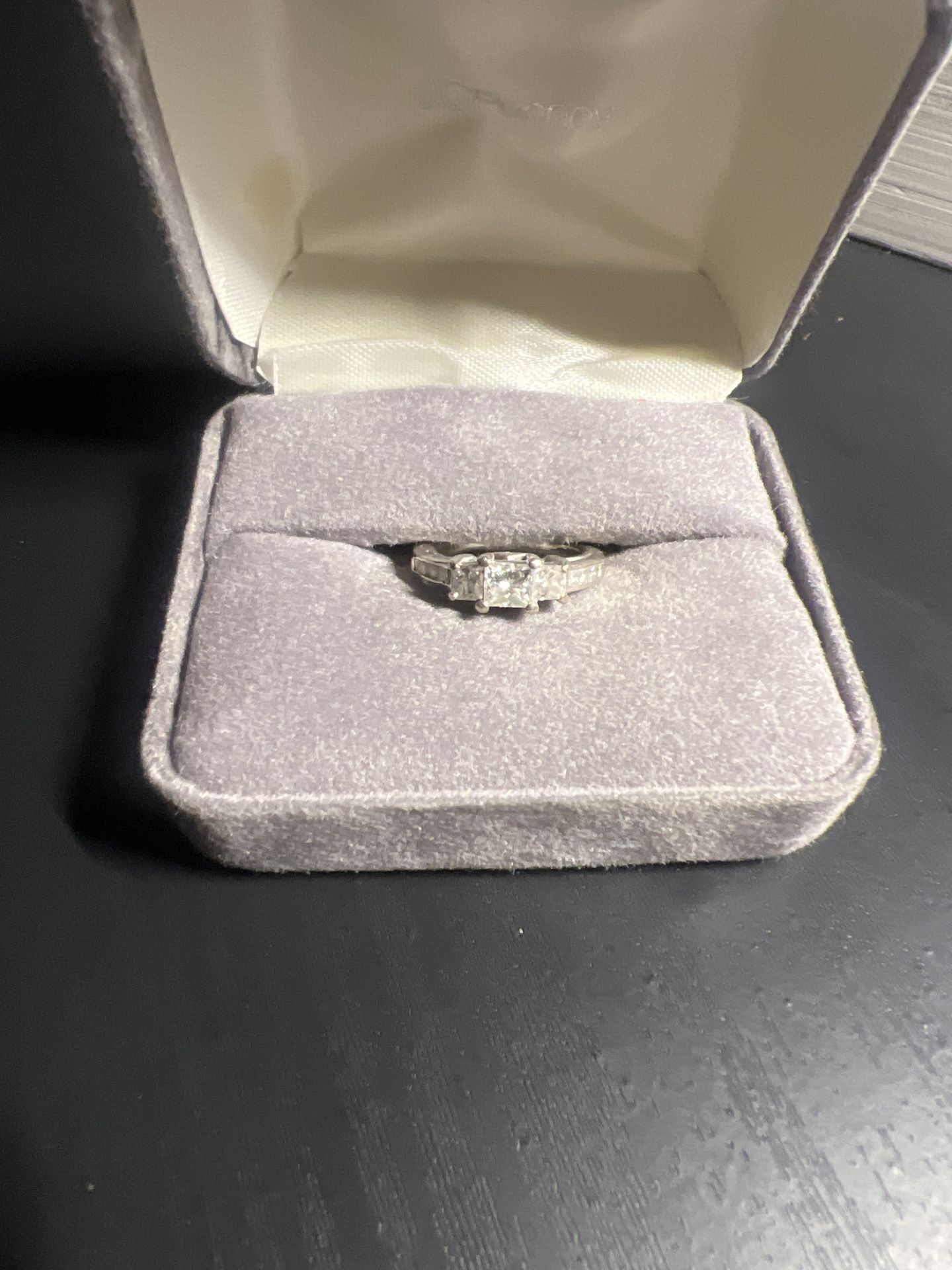 Engagement Ring White Gold (12k) 3-Stone Princess Style