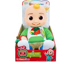 CoComelon Snack Time JJ Plush Doll - Features JJ Doll with Red Apple Plush - Plays Sounds, Phrases, and Clips of "Yes Yes Vegetables Song"