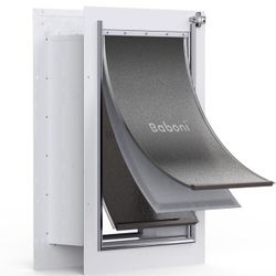 3-Flap Pet Door for Wall, Steel Frame and Telescoping Tunnel, Aluminum Lock, Double Flap Dog Door and Cat Door, Strong and Durable (Pets Up to 100 Lb)