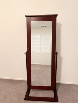 Standing Jewelry Armoire with Full Length Mirror