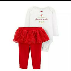 Christmas Bodysuit & Tutu Leggings Set