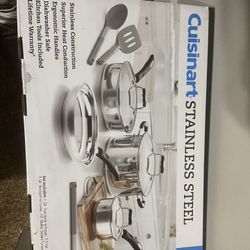 NEW 10 Piece CUISINART STAINLESS STEEL COOKWARE 
