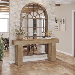 Tribesigns - Farmhouse Style Console Table, 63 Inch Narrow Sofa Table Behind the Sofa, Rectangular Wooden Entryway Table for Hallway, Living Room (Nat