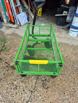 Heavy-Duty 4-Wheel Steel Mesh Utility Garden Cart – Removable Sides