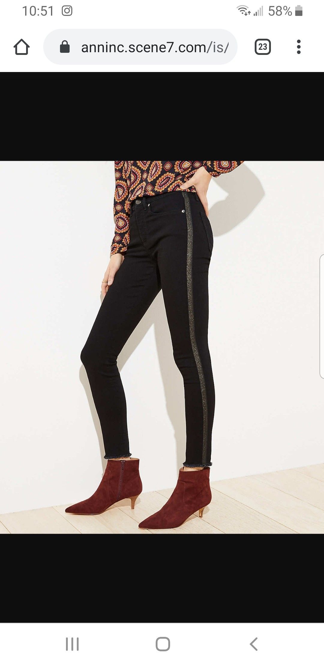 Loft shimmer stripe black skinny jeans, women's 24