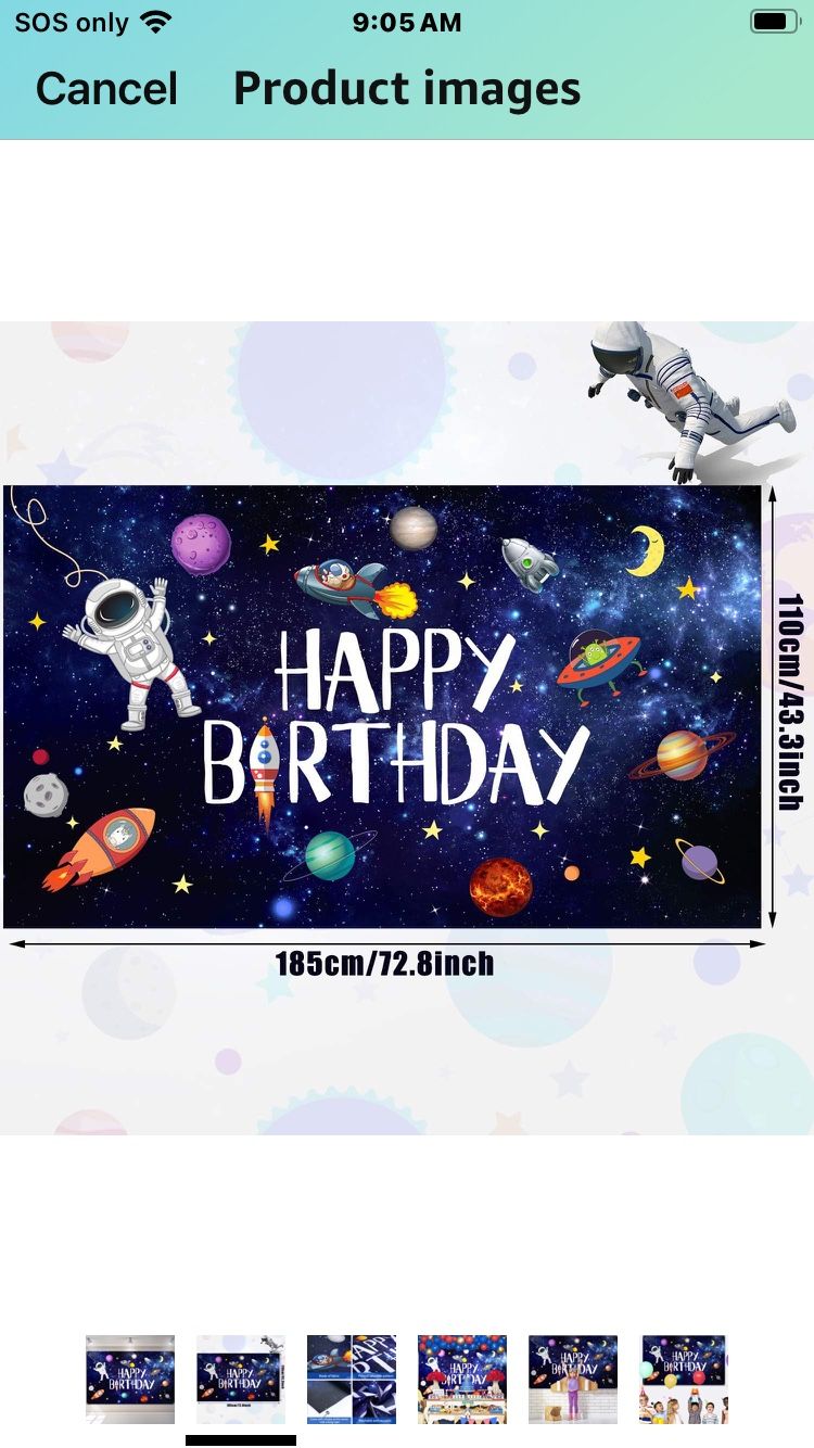 Astronaut outer space happy birthday backdrop
