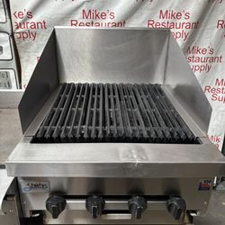 24” Radiant Char Broiler Commercial Grill Nat Gas Stratus Made In USA 12” Backsplash Burger Steak High BTU 4 Burner 