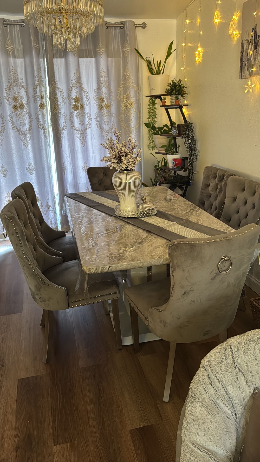 dining table with six chairs