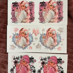 3pc Pattern UV DTF Cup Stickers, Waterproof Sticker Pack For Decorating Mugs, Cups, Bottles, / Brand New Check My Page For More Styles 💗💕 Karol G 