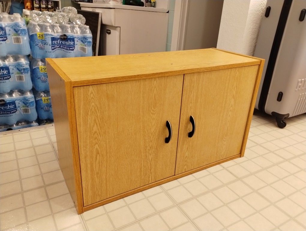2-door wooden cabinet with adjustable shelves