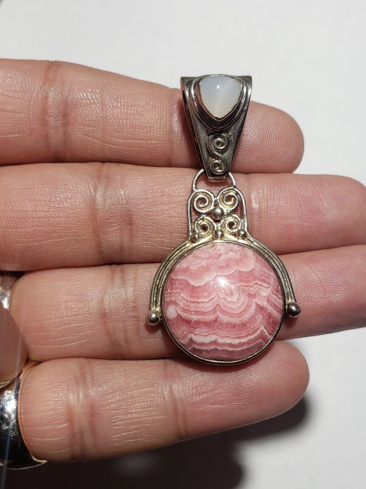 Vntage Sterling Silver Rohdochrosite