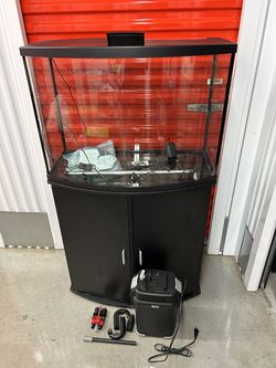 Top Fin 36 Gallon Bowfront Aquarium & Stand Combo with Fluval 307 Canister Filter