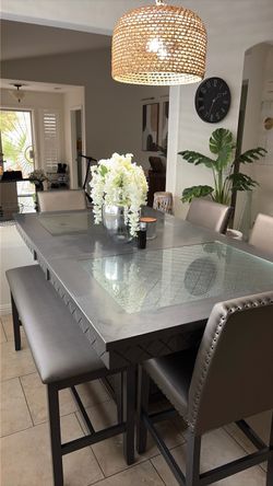 Counter Height Dining Table with Chairs and Bench