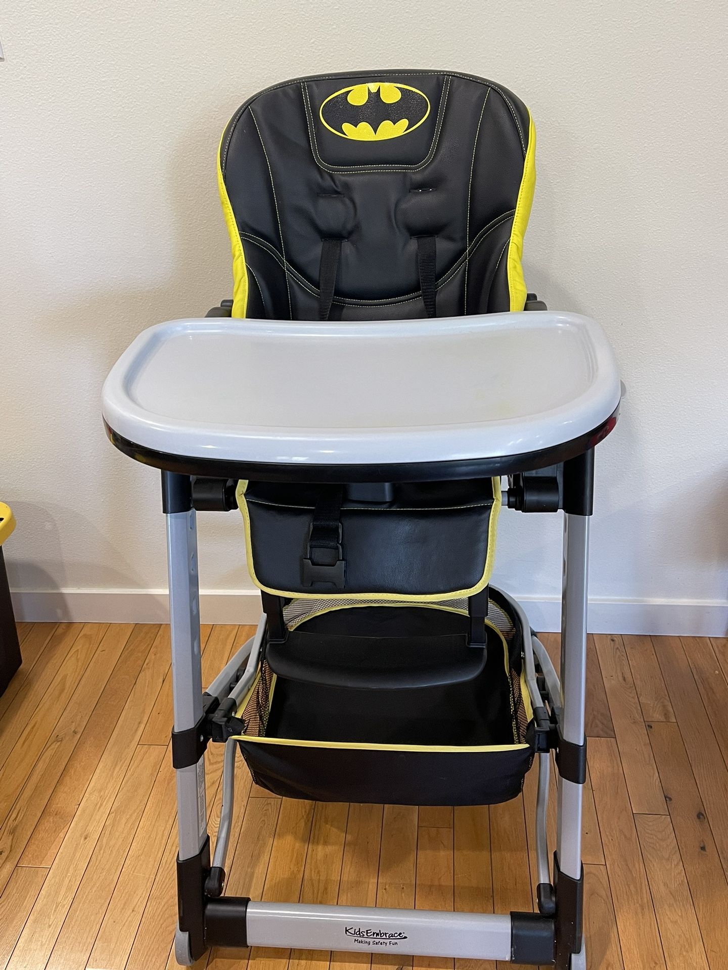 Foldable Batman high chair (New) W/Storage Basket And Adjustments