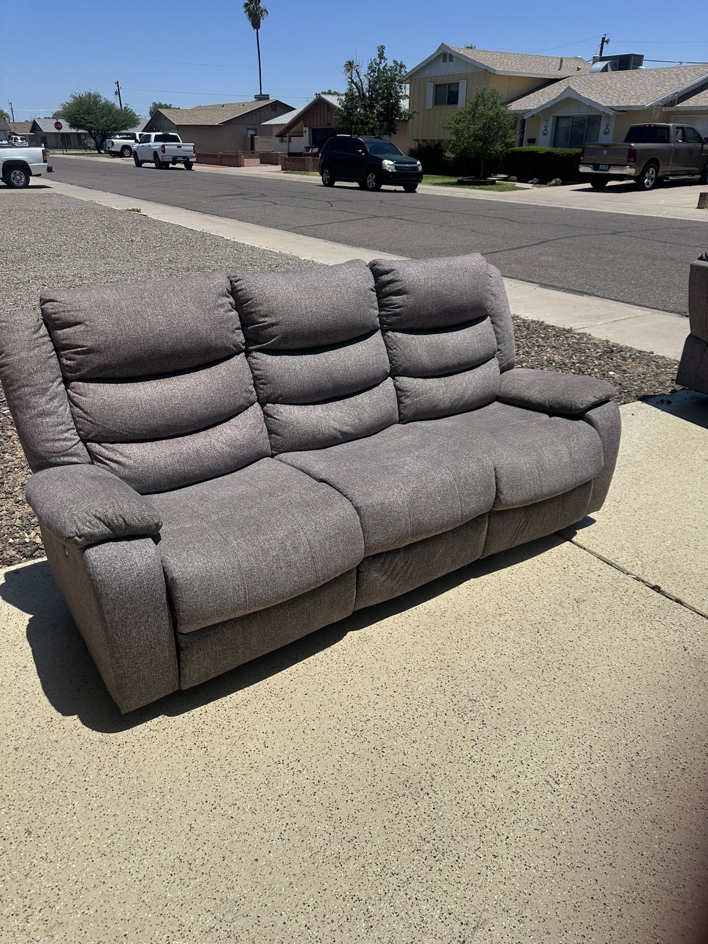 Granada Gray Recliner Sofa – Electric Power, Gently Used.