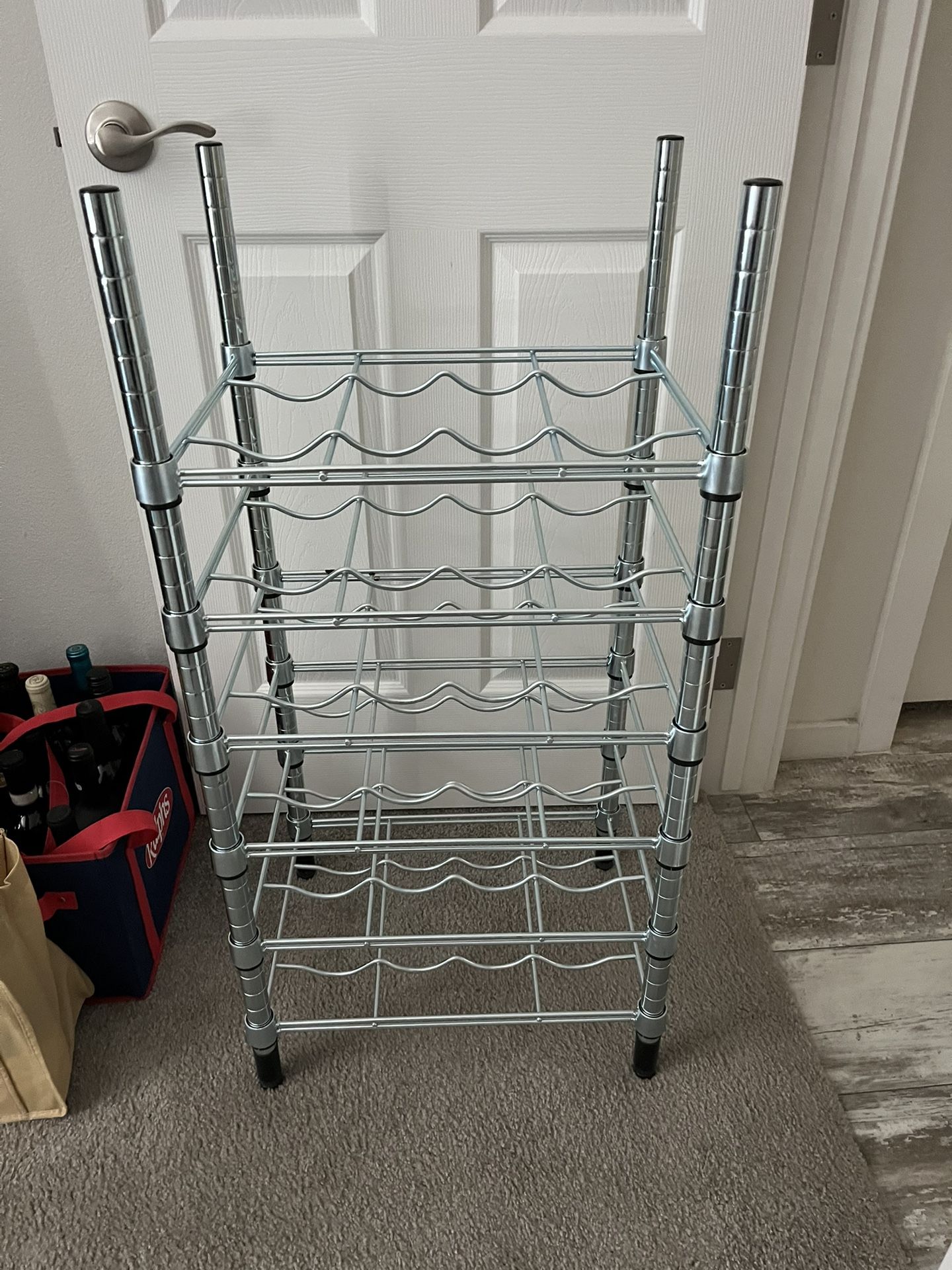 Chrome Wine Rack, Adjustable Shelves