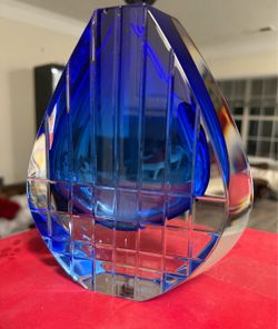 Baccarat Crystal Neptune Cobalt Blue Vase 7.5in By Thomas Bastide New