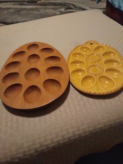 Deviled Egg Platesone On Left Made By Fairway Japan Other Is Teakby Knobler Thailand