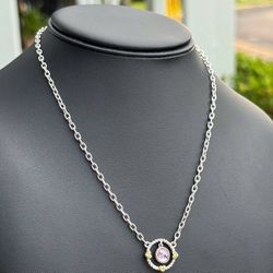 Jewelry Judith Ripka Sterling 18K yellow Gold .925 sterling silver Pink Quartz Natural Diamond Necklace 2.10CTW 17" 3.00mm JR Pink Pouch