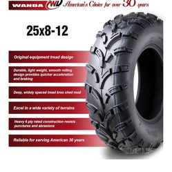 Wanda ATV/UTV Tires 25x8-12 6-ply Light Mud Tiresof 2
