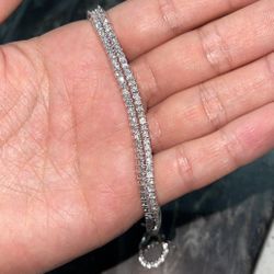 14k White Gold 18” Tennis Chain Over 8ct In Natural Diamonds 2.7mm