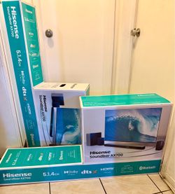Hisense - (AX700) 5.1.4 Ch. Soundbar Home Theater System | Dolby Atmos • Wireless Sub • 710W Peak Power
