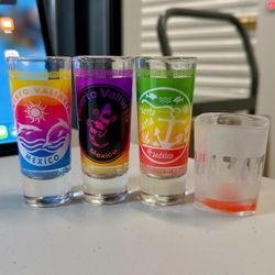 Puerto Vallarta Mexico/Mazatlan Shot Glass, 4"/2.5” Tall. Set of 4 Shot Glasses
