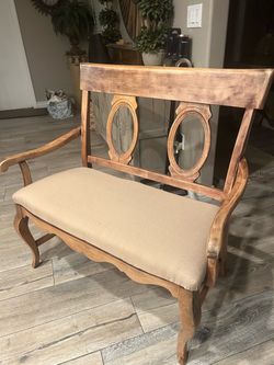 Rustic wood vintage bench newly upholstered 41x20x38