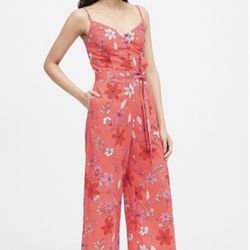 Brand new woman’s Banana Republic brand Orange floral cropped jumpsuit up for sale