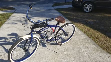 26" Motorized Beach Cruiser w brand new upgraded 80cc motor kit w small 36tooth rear sprocket for more speed