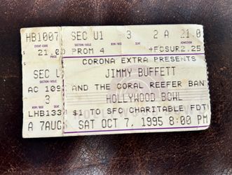 Jimmy Buffett and the Coral Reefer Band Hollywood Bowl ticket stub October 7 1995