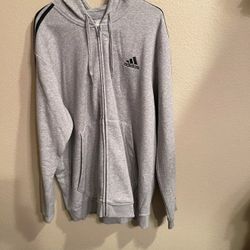 Adidas Mens Size 2X Large zip up hoodie Grey Jacket  Hoodie HB0041