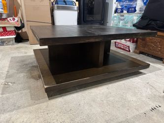 Dark Wood Square Coffee Table with Shelf