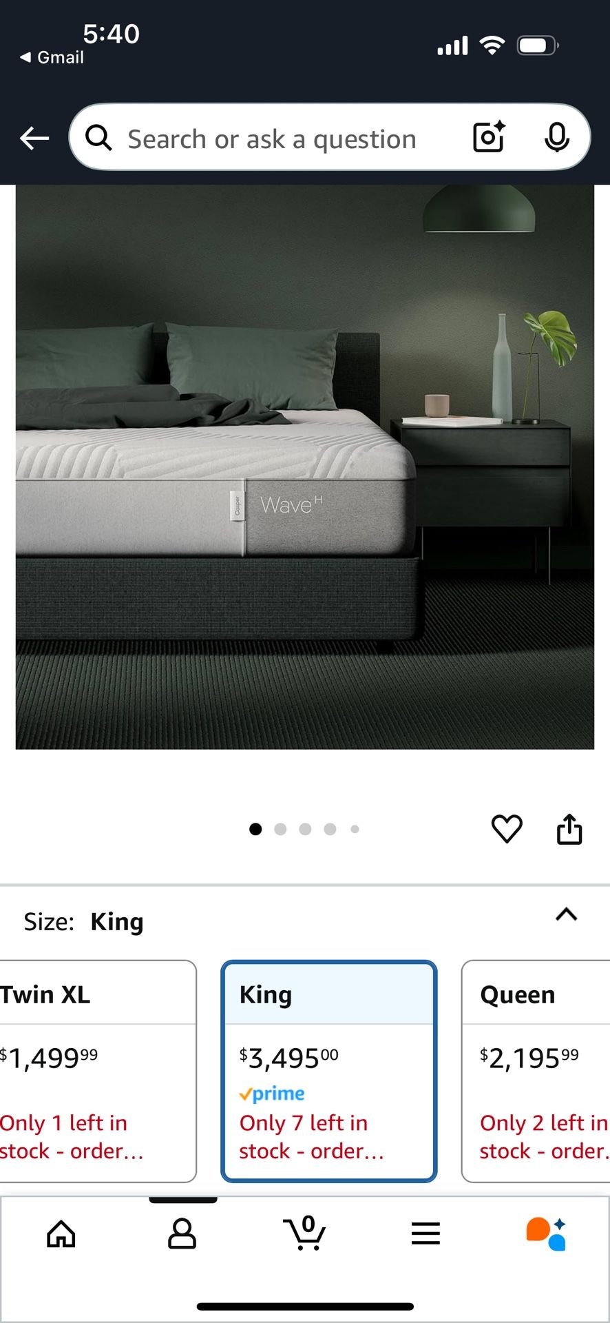 Casper King Size Wave Hybrid Mattress – Like New + Free Bed Frame