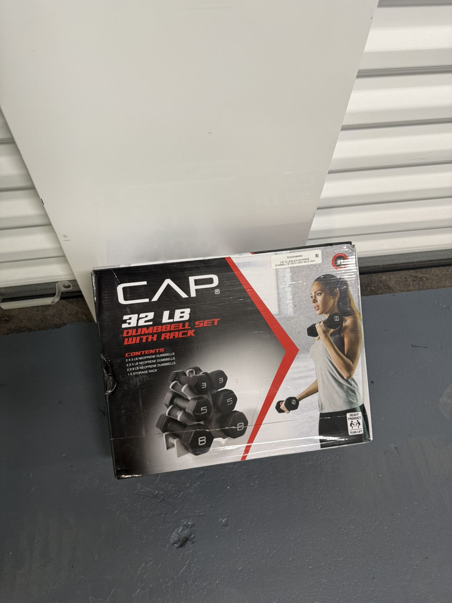 NEW CAP 32-LB Barbell Neoprene Dumbbell Set with Rack
