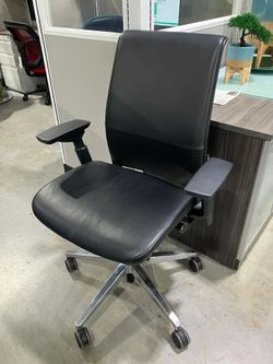 Steelcase Think Executive Leather Chair with Chrome Base – $400