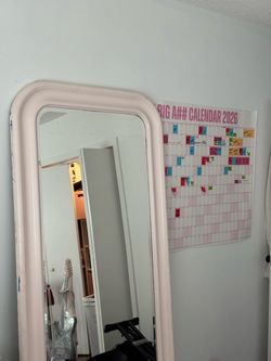 large blush pink full-length floor mirror 76” x 36”