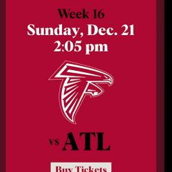 Cardinals vs Falcons Sunday December 21st Section 126 Row 14 Seats 5 & 6