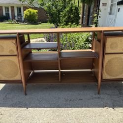 Mid century modern Audio Cabinet/credenza Plus 2 wharfedale speakers