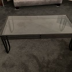 Aluminum  3Pc. Black Coffee Table & 2 End Tables.