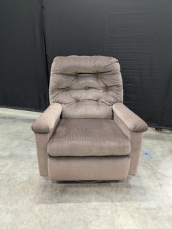 Brown Ribbed Fabric Swivel Recliner Chair with Tufted Back