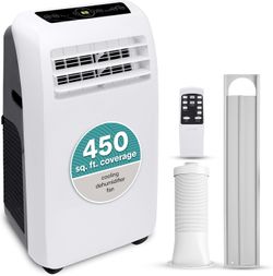 SereneLife SLPAC10 - Portable Air Conditioner - Compact Home a/C Cooling Unit with Built-in Dehumidifier & Fan Modes Includes Window Mount Kit (10 00